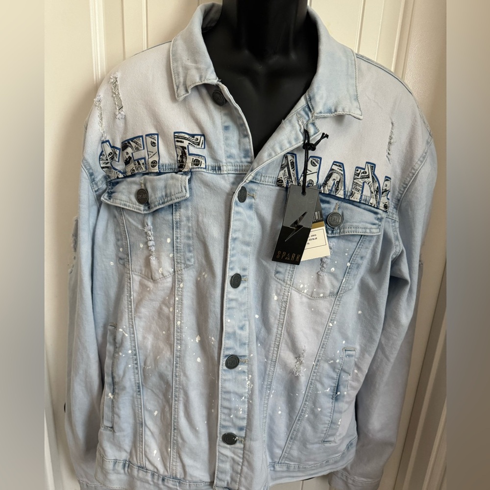 NWT SPARK RIP & REPAIR BENJAMIN JACKET ~ Self Made Faded Wash Size Men's X Large